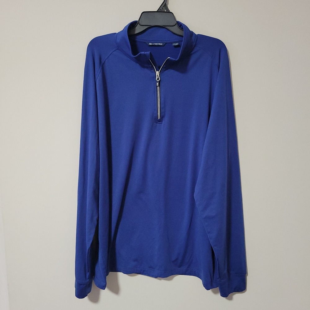 Cutter & Buck 1/4 Zip Pullover Mens 2XT Blue Athletic Golf Stretch Lightweight
